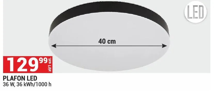 Plafon LED 36 W, 36 kWh/1000 h, 40 cm promocja w Merkury Market