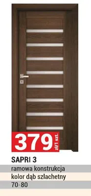 Drzwi SAPRI 3 ramowa konstrukcja kolor dąb szlachetny 70-80 promocja w Merkury Market