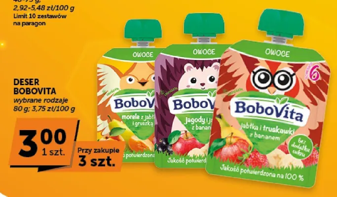 Deser BoboVita jabłka i truskawki z bananem promocja w ABC