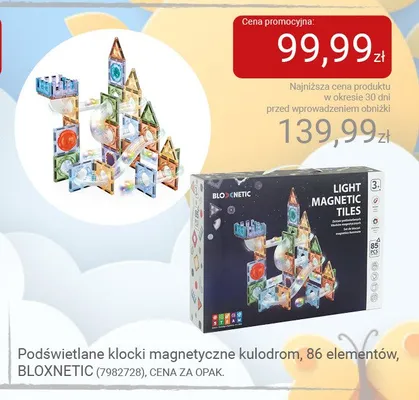 Podświetlane klocki magnetyczne kulodrom 86 elementów BLOXNETIC promocja w Smyk