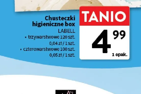 Chusteczki higieniczne box czterowarstwowe Labell promocja w Intermarche