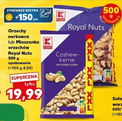 Orzechy nerkowca lub mieszanka orzechów Cashew-Kerne promocja w Kaufland