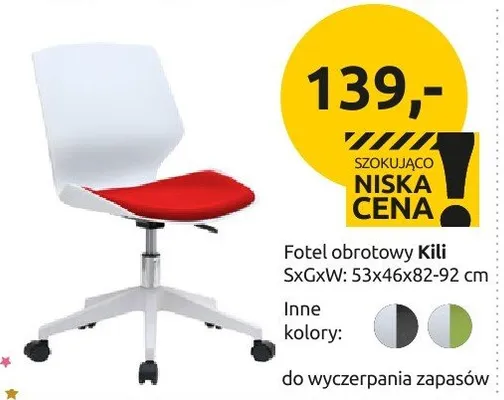 Fotel obrotowy Kili promocja w Black Red White