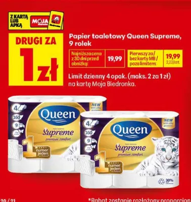 Papier toaletowy Queen Supreme promocja w Biedronka