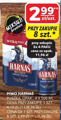 Piwo Harnaś puszka opak. 4x500ml promocja w Top Market
