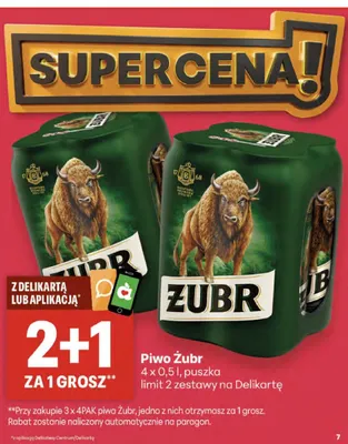 Piwo Żubr 4-pak 500ml puszka promocja w Delikatesy Centrum