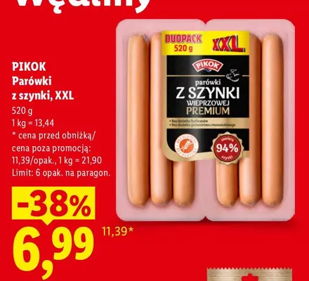 Parówki z szynki XXL Pikok promocja w Lidl