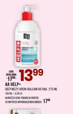 Odżywczy krem-balsam do rąk AA Help+ promocja w Drogerie Natura