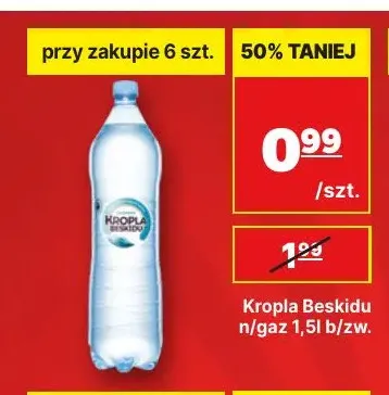 Woda niegazowana Kropla Beskidu promocja w API Market