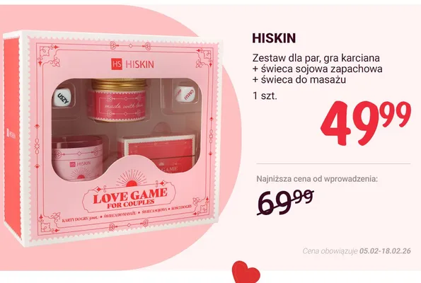 Zestaw dla par, gra karciana + świeca sojowa zapachowa + świeca do masażu promocja w Rossmann