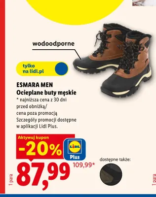 Ocieplane buty męskie wodoodporne promocja w Lidl