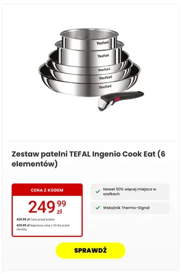 Zestaw patelni Tefal Ingenio Cook Eat 6 elementów promocja w Media Expert