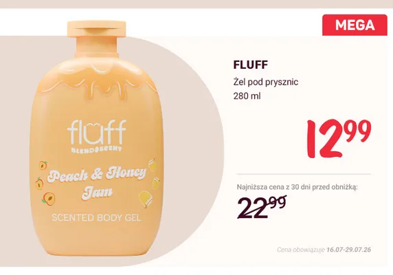 Żel pod prysznic Fluff Peach & Honey Jam promocja w Rossmann