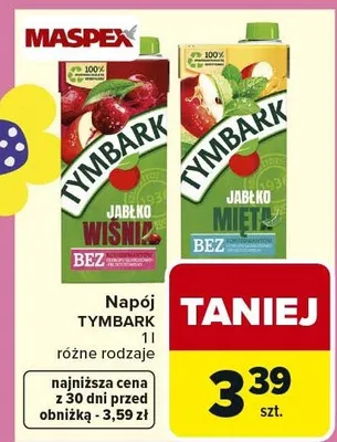 Napój jabłko wiśnia bez dodatku cukrów promocja w Carrefour Market
