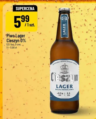 Piwo Lager Cieszyn 0% promocja w POLOmarket