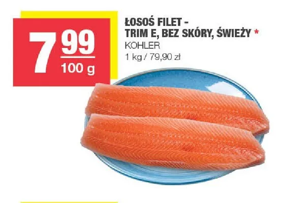 Łosoś filet trim E bez skóry świeży Kohler promocja w SPAR