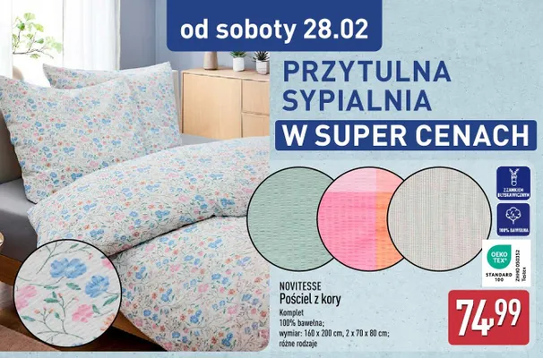 Pościel z kory komplet różne rodzaje promocja w Aldi