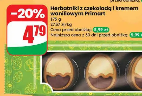 Herbatniki z czekoladą i kremem waniliowym promocja w Dino