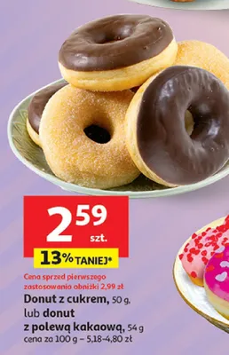 Donut z polewą kakaową promocja w Auchan