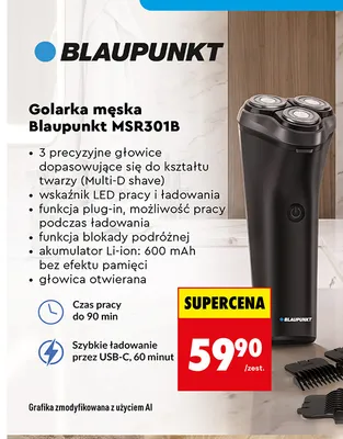 Golarka męska Blaupunkt MSR301B promocja w Biedronka