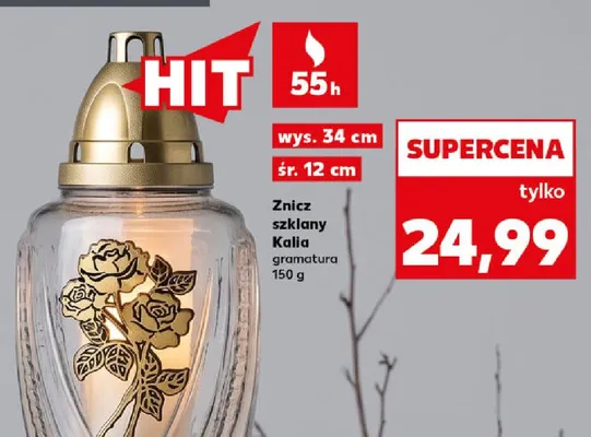 Znicz szklany Kalia promocja w Kaufland