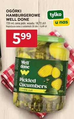 Ogórki hamburgerowe Well Done promocja w Stokrotka
