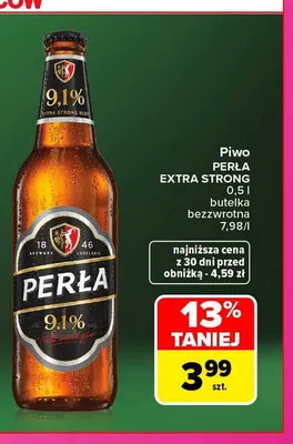 Piwo Perła Extra Strong promocja w Carrefour