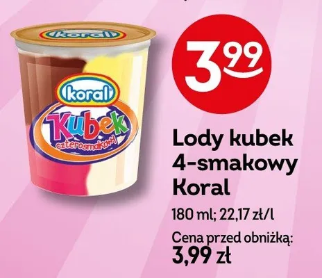 Lody kubek 4-smakowy promocja w Żabka