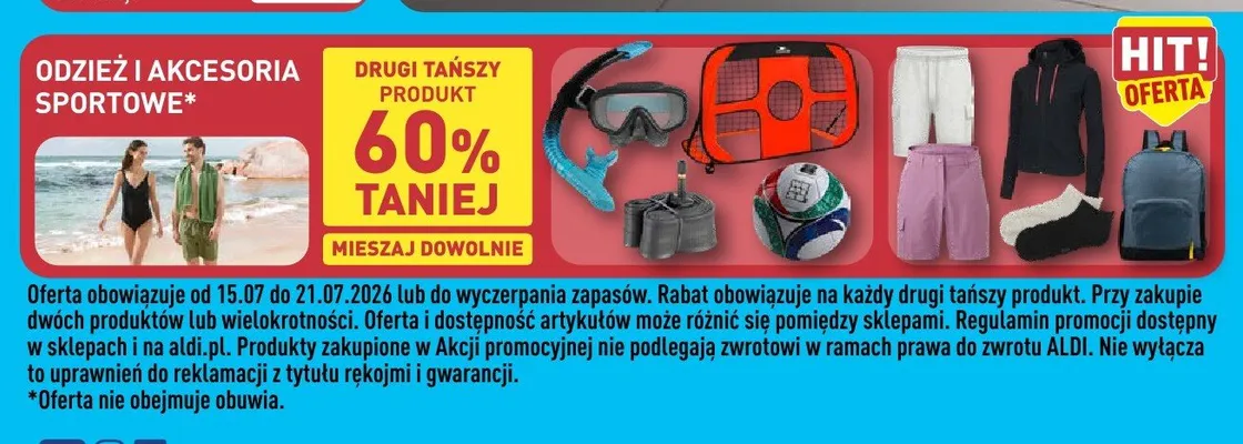 Odzież i akcesoria sportowe promocja w Aldi