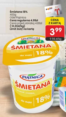 Śmietana 18% Piątnica promocja w Market Point