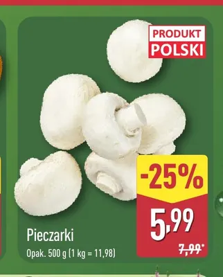 Pieczarki promocja w Aldi