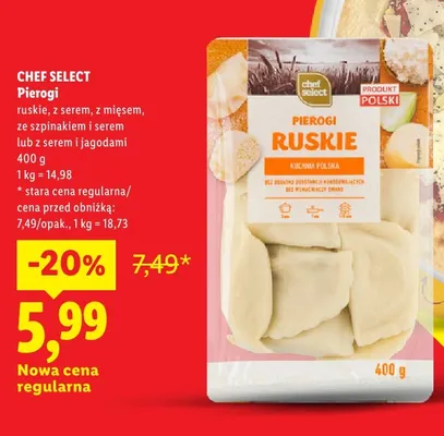 Pierogi ruskie Chef Select promocja w Lidl