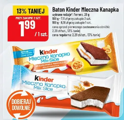 Baton Kinder Mleczna Kanapka promocja w POLOmarket