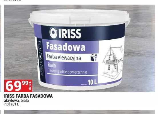 Farba fasadowa akrylowa biała Iriss promocja w Merkury Market