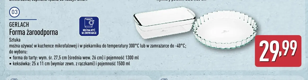 Forma żaroodporna do tarty Gerlach promocja w Aldi