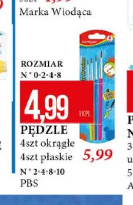 Pędzle PBS 4 szt płaskie promocja w Leclerc