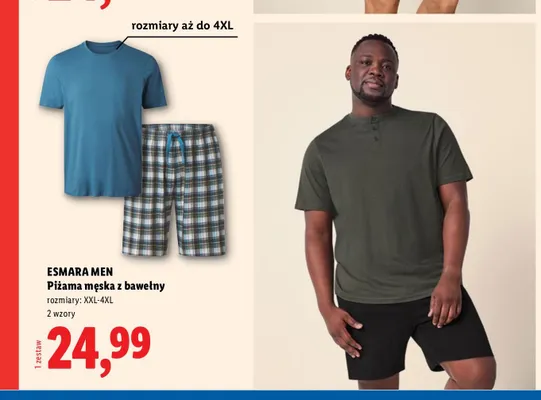 Piżama męska z bawełny Esmara Men XXL-4XL promocja w Lidl
