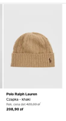Czapka khaki Polo Ralph Lauren promocja w Lounge by Zalando