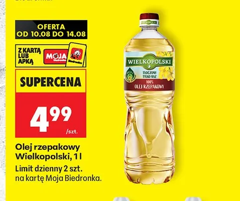 Olej rzepakowy Wielkopolski promocja w Biedronka