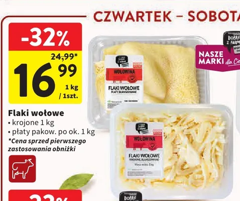 Flaki wołowe płaty Dobre z Farmy promocja w Intermarche