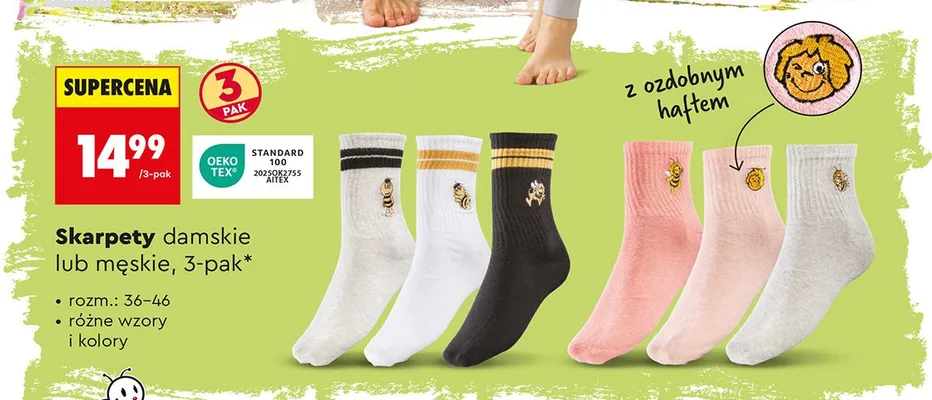 Skarpety damskie lub męskie, 3-pak promocja w Biedronka