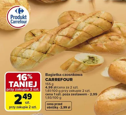 Bagietka czosnkowa CARREFOUR promocja w Carrefour