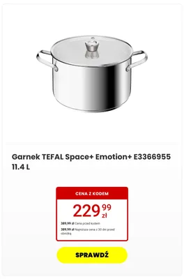 Garnek TEFAL Space+ Emotion+ 11,4 l promocja w Media Expert