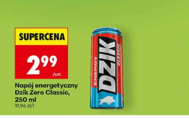 Napój energetyczny Dzik Zero Classic promocja w Biedronka