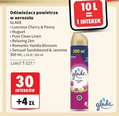 Odświeżacz powietrza w aerozolu Glade Romantic Vanilla Blossom promocja w Intermarche