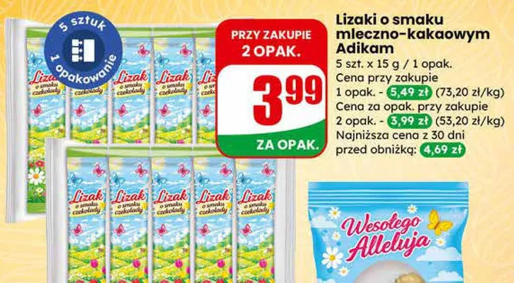 Lizaki o smaku mleczno-kakaowym promocja w Dino