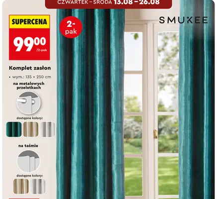 Komplet zasłon Smukee 2-pak promocja w Biedronka