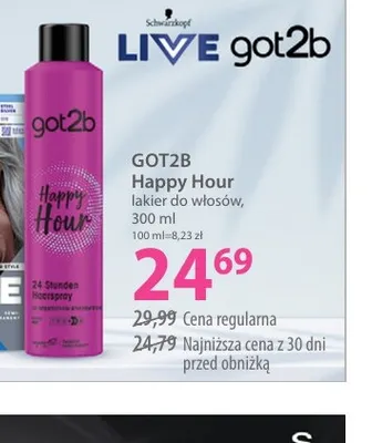 Lakier do włosów Happy Hour Got2b promocja w Hebe