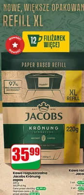 Kawa rozpuszczalna Jacobs Krönung zapas promocja w Dino