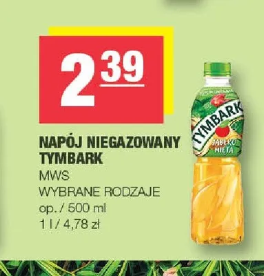 Napój niegazowany jabłko mięta Tymbark promocja w SPAR
